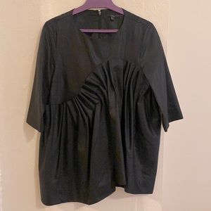 NWOT COS Wool 3/4 Sleeve Black Ruched Ruffle Blouse 6